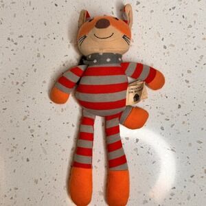 Organic Farm Buddies Apple Park Frenchy Fox Plush Rattle Toy Orange Cotton